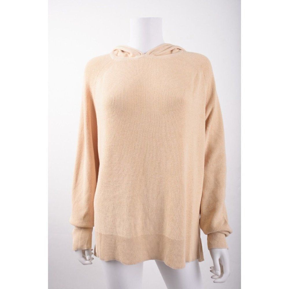Massimo Dutti Womans Sweater Size M Beige Cream Ribbed Hooded 5634/831 NWOT